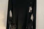 jumper black long statement jumper with fur sides detail and side slits cc fashion l/xlarge