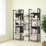 Modern 14 Shelf Bookcase Black Industrial Storage Shelving Unit Image 9