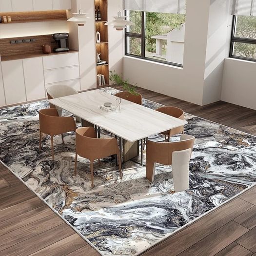 Living Room Rugs Large - 200x300 cm Upgraded 10mm Thick Sponge Soft Low Pile Non Slip Modern Area Rugs for Bedroom Dining Room Lounge, Abstract Non-Shedding Stain Resistant Floor Carpet