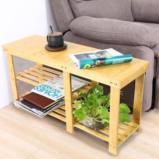 Bamboo Shoe Rack Bench 3 Tier Entryway Shoe Storage Organizer Shelf MULTIPLE COLOURS AVAILABLE (FREE POSTAGE)