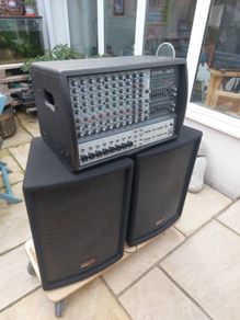 Complete PA System - Inter-M Powered Mixer & Twin 12" Speakers.