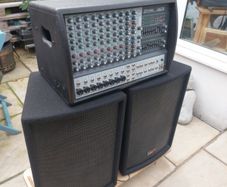 Complete PA System - Inter-M Powered Mixer & Twin 12" Speakers.