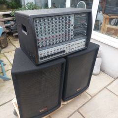 Complete PA System - Inter-M Powered Mixer & Twin 12" Speakers.