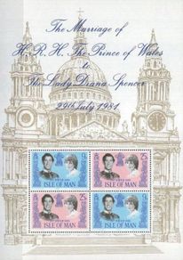 1981 Isle of Man Royal Wedding of Prince Charles and Lady Diana Spencer Commemorative Stamps Miniature Sheet Mint Never Hinged (MNH)