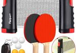 Table Tennis Set, Table Tennis Racket Set, 2 Ping Pong Rackets, 6 Balls, 1 Bag, 1 Extendable Net, Table Tennis Set for Beginners and Advanced Players