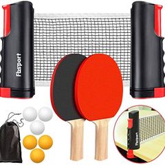 Table Tennis Set, Table Tennis Racket Set, 2 Ping Pong Rackets, 6 Balls, 1 Bag, 1 Extendable Net, Table Tennis Set for Beginners and Advanced Players