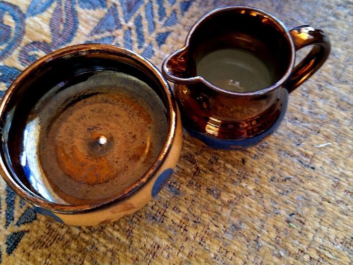 Vintage pitcher and salt bowl