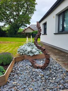 Rustic outdoor sculpture