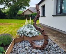 Rustic outdoor sculpture