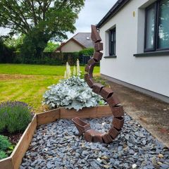 Rustic outdoor sculpture