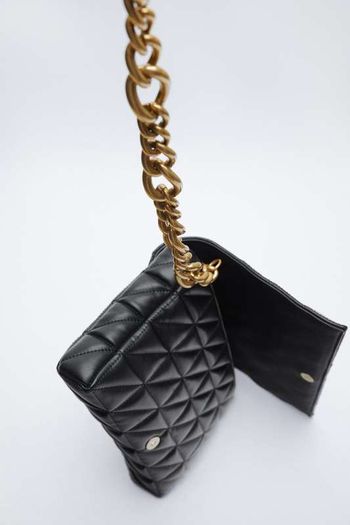 Zara Quilted Shoulder Bag With Chain