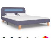Bed Frame with LED Light Grey Fabric 135x190 cm