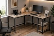 L-Shaped Corner Computer Desk with Storage Shelves
