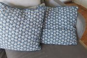 Blue and white cushions