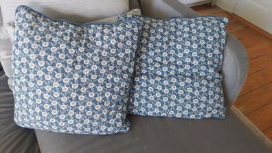 Blue and white cushions