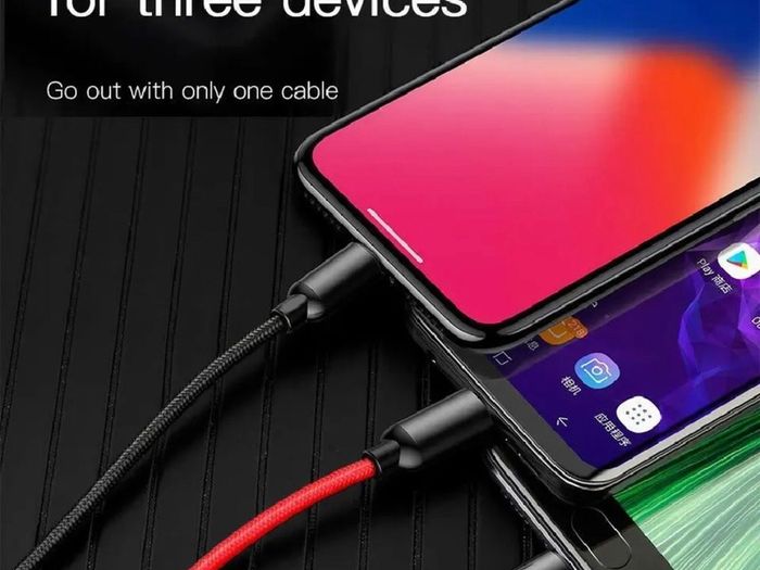 3in1 USB Charger Cable for iPhone 12 8 7 6 11 XR Type C Galaxy S10 S21 Micro USB