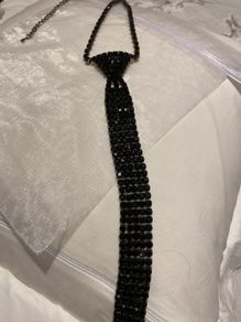 Beautiful black crystal tie necklace