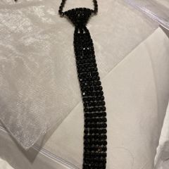 Beautiful black crystal tie necklace