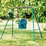 Comfortable 2 in 1 Metal Garden Swing Set adjustable child swing seat with injection moulded seats Image 2