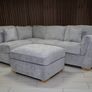 Emme Corner L Shape Grey Fabric Sofa + Footstool Image 2