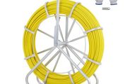 Fish Tape Fiberglass, 150.3 m, 8.0 mm, Duct Rodder Fishtape Wire Puller, Cable Running Rod with Steel Reel Stand, 3 Pulling Heads, Fishing Tools for Walls