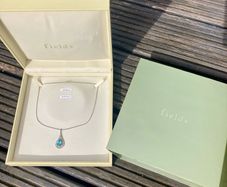 9ct White Gold 0.10ct Diamond and Blue Topaz Teardrop Pendant