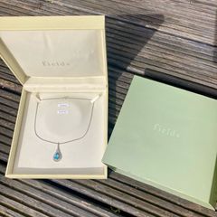 9ct White Gold 0.10ct Diamond and Blue Topaz Teardrop Pendant