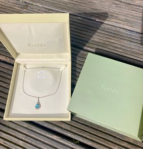 White Gold 0.10ct Diamond and Blue Topaz Teardrop Pendant
