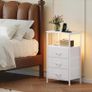 3 Drawers Chest of Drawers for Bedroom with Charging Station and LED Light Image 8