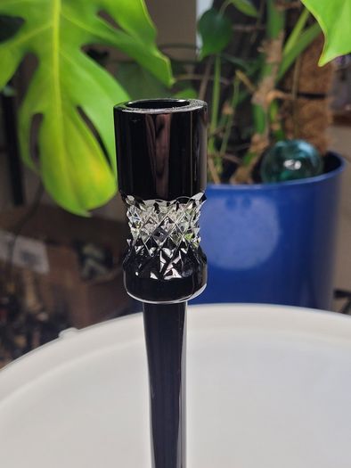 Pair of John Rocha for Waterford Crystal Black Cut Candlesticks - 30cm