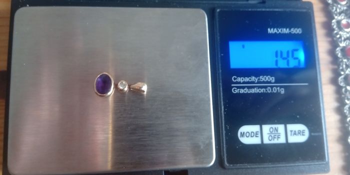 9ct rose gold amethyst & moissanite drop pendant