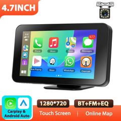 4.7'' Car Monitor EQ FM GPS Smart Screen Player Carplay Android Auto Bluetooth FM Transmission Airplay Android Cast AUX