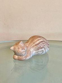 Vintage Joan Doherty Raku Cat Sculpture, Irish Pottery Design