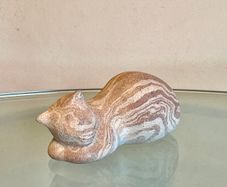 Vintage Joan Doherty Raku Cat Sculpture, Irish Pottery Design