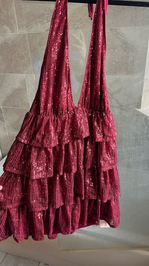 Shein Red Sparkly Dress Never Worn