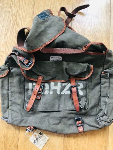 Rrl Double Ralph Lauren Army Canvas Leather Bag Rare!