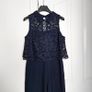 Julia Jordan Navy Blue Floral Lace Sleeveless Jumpsuit Bodysuit Wide Leg 10UK/38EU/6US Image 6