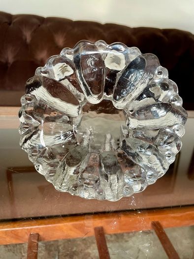 Vintage 1960s Georgshutte Art Glass Votive Candle Holder Trivet Dish Warmer