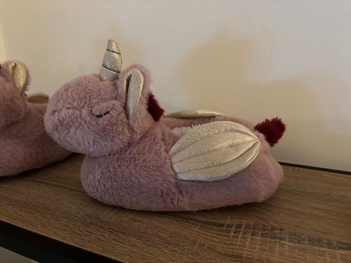Fluffy Pink Unicorn Slippers Very Good Condition