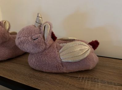 Fluffy Pink Unicorn Slippers Very Good Condition