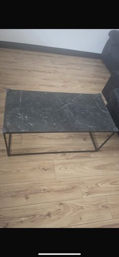 Black marble effect coffee table metal frame