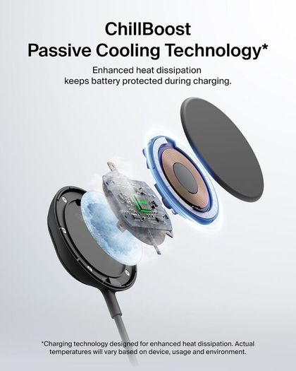 Belkin UltraCharge Magnetic Charger with Qi2 25W, Fast Wireless Charging Pad, MagSafe Compatible with Passive Cooling Technology, Kickstand for iPhone 17 Series, Pixelsnap, AirPods Pro - Black - Boxed Like New!