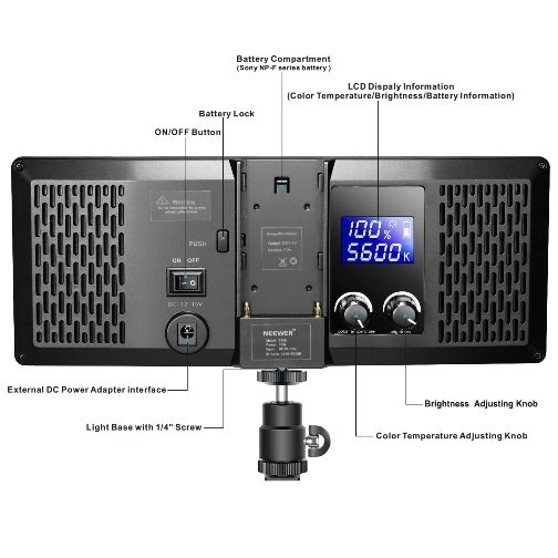 Neewer 144 pcs Dimmable Bi-color LED Video Light Kit with LCD Display