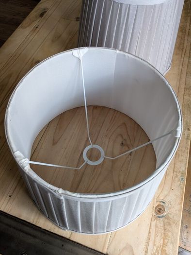 Pair of Large, Pleated, Grey Lampshades