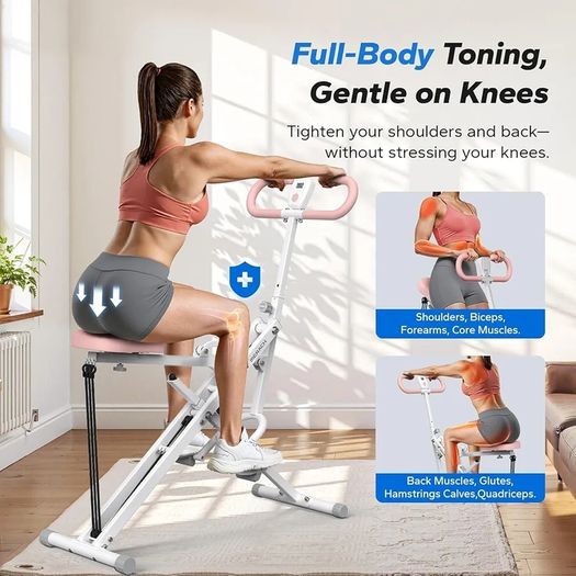 2 in 1 Squat Rowing Machine, Easy Setup and Foldable Exercise Equipment, Glute Trainer, Glutes and Leg Home Workout
