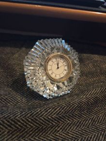 Waterford Crystal Lismore Diamond Shaped Desk Clock - Fully Working
