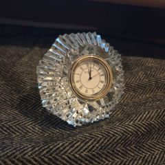 Waterford Crystal Lismore Diamond Shaped Desk Clock - Fully Working