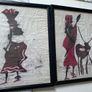picture These 3 pieces are original East African batik textiles on fabric, signed by the artist Uwinnie (a well-known mid-to-late 20th-century artisan/studio artist producing African figurative batik art) Image 7