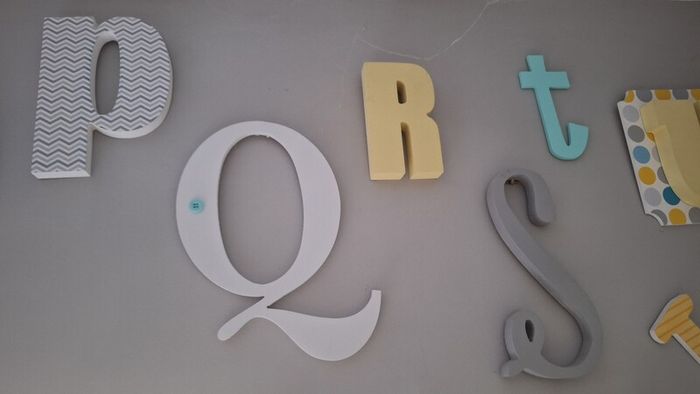 Alphabet wooden wall art.