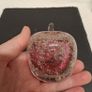 Art Glass Apple Paperweight Pink Bubble Glass Image 2